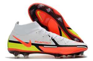 Chuteira Nike Phantom GT2 Elite "Branco/Vermelho/Amarelo" Cano Alto